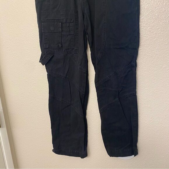 Forever 21 black 100% cotton Cargo carpenter wide Pants pull on Y2K grunge S - Picture 4 of 11